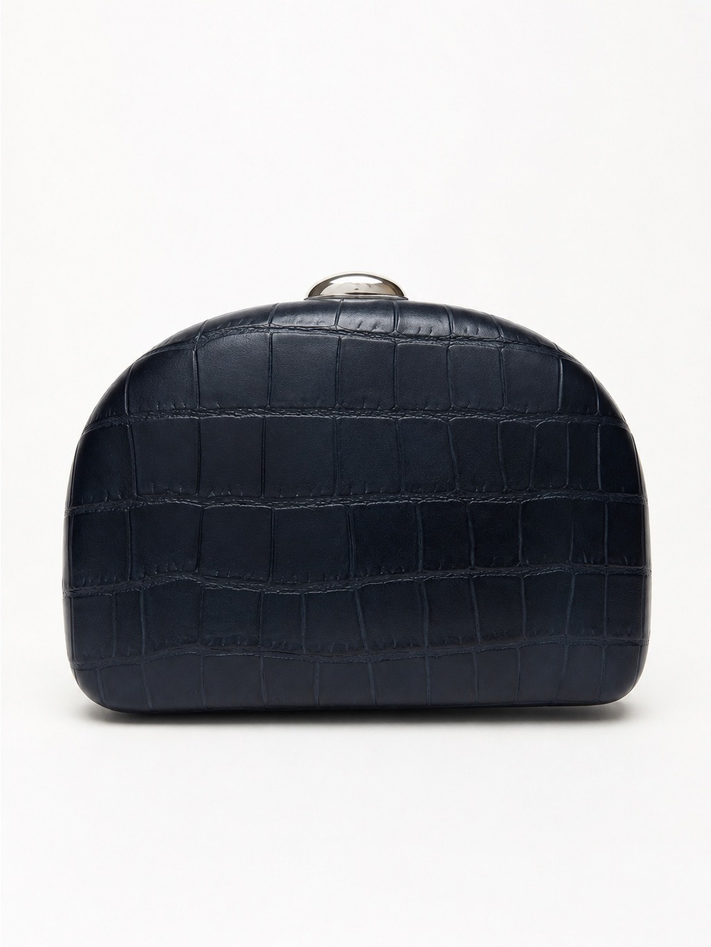 NEW Parfois Black Croc Embossed Clutch Bag Silver Chain Crescent Purse Crossbody